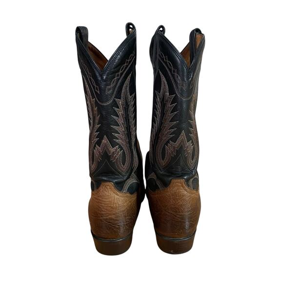 Tony Lama Brown & Black Leather Cowboy Boots Mens 11 D Western Rodeo 6171 - Picture 2 of 10